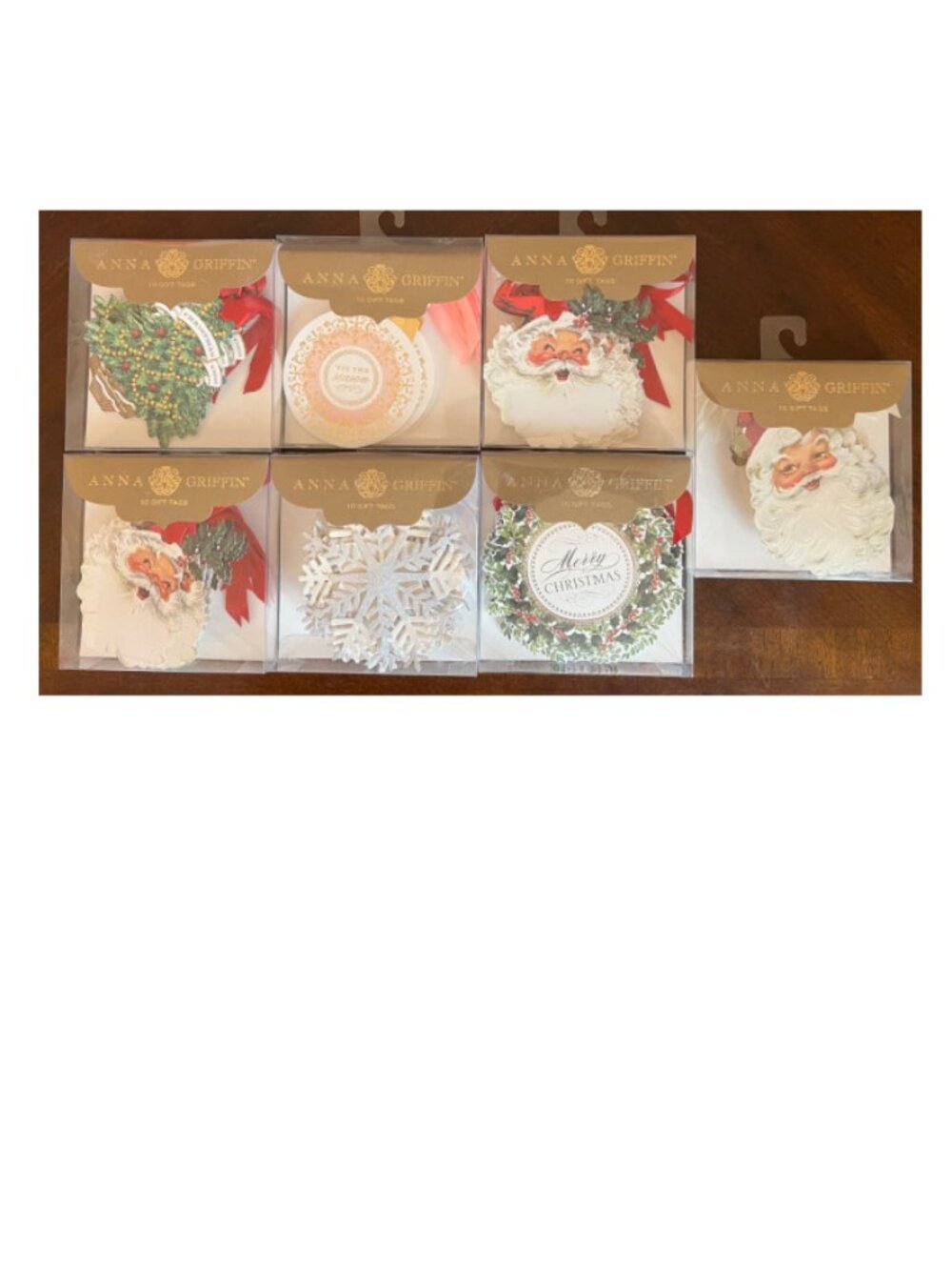 Anna Griffin Christmas Gift Tags Vintage Santa Wreath Snowflake 70 Pcs Lot of 7